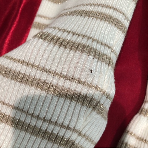 White House Black Market Boat Neck Peplum Hem Metallic Thread Stripped Sweater - Picture 8 of 11